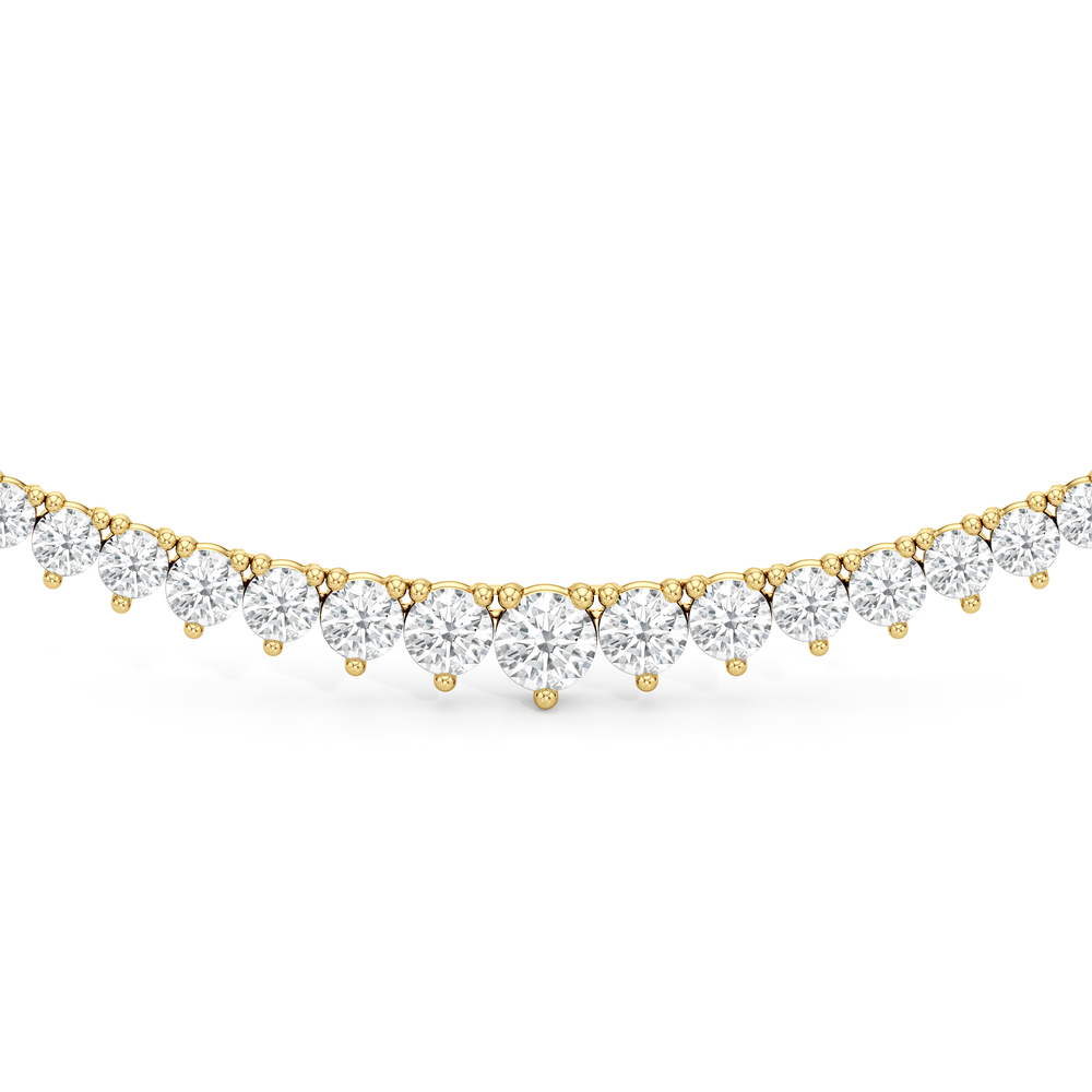 Graduating Three Prong Diamond Tennis Necklace with 14KT Yellow Gold / 10 / 18 Cut Diamond in 14KT Yellow Gold / 10 / 18 view 3
