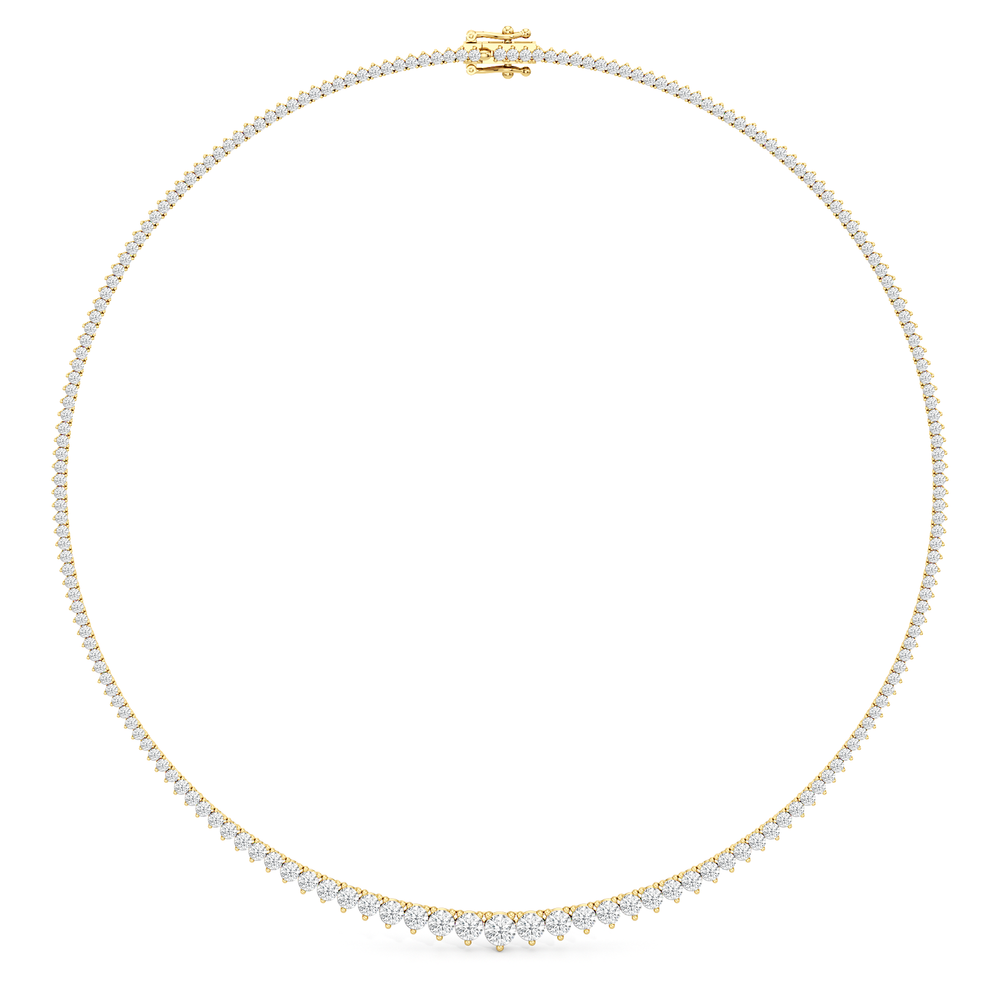 Graduating Three Prong Diamond Tennis Necklace with 14KT Yellow Gold / 10 / 18 Cut Diamond in 14KT Yellow Gold / 10 / 18 view 2
