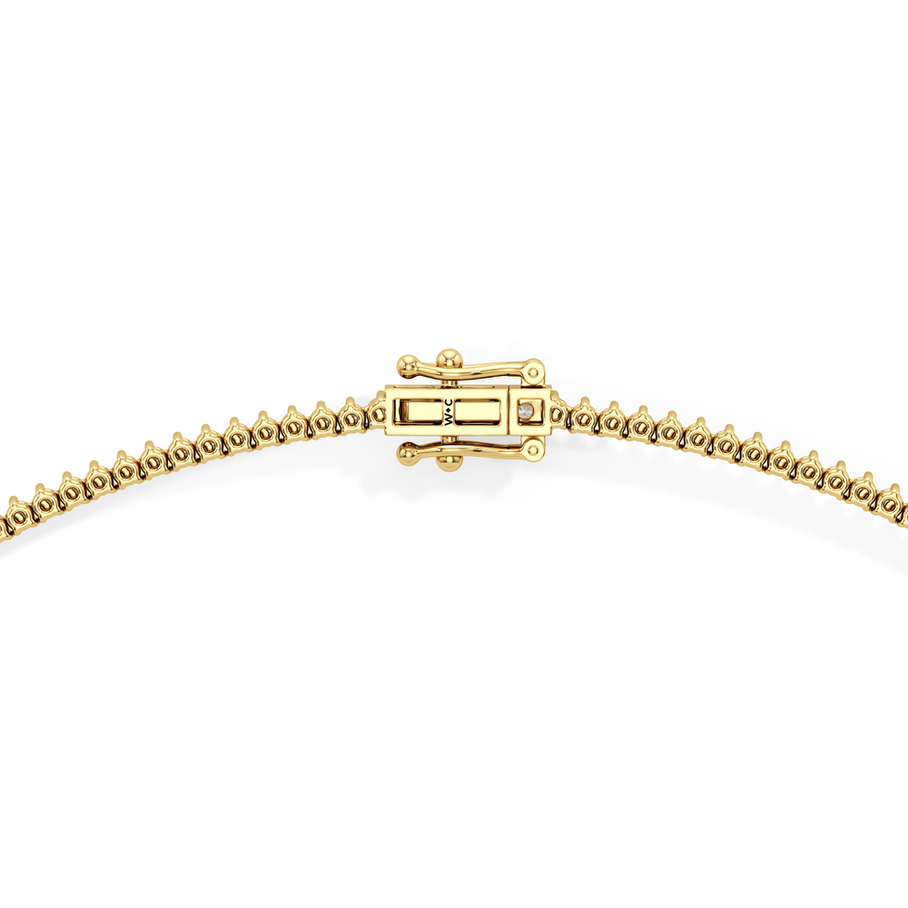 Graduating Three Prong Diamond Tennis Necklace with 14KT Yellow Gold / 10 / 18 Cut Diamond in 14KT Yellow Gold / 10 / 18 view 4
