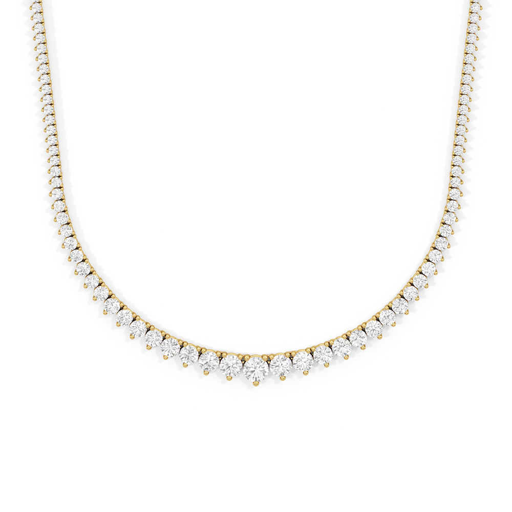 Graduating Three Prong Diamond Tennis Necklace with 14KT Yellow Gold / 10 / 18 Cut Diamond in 14KT Yellow Gold / 10 / 18 view 1

