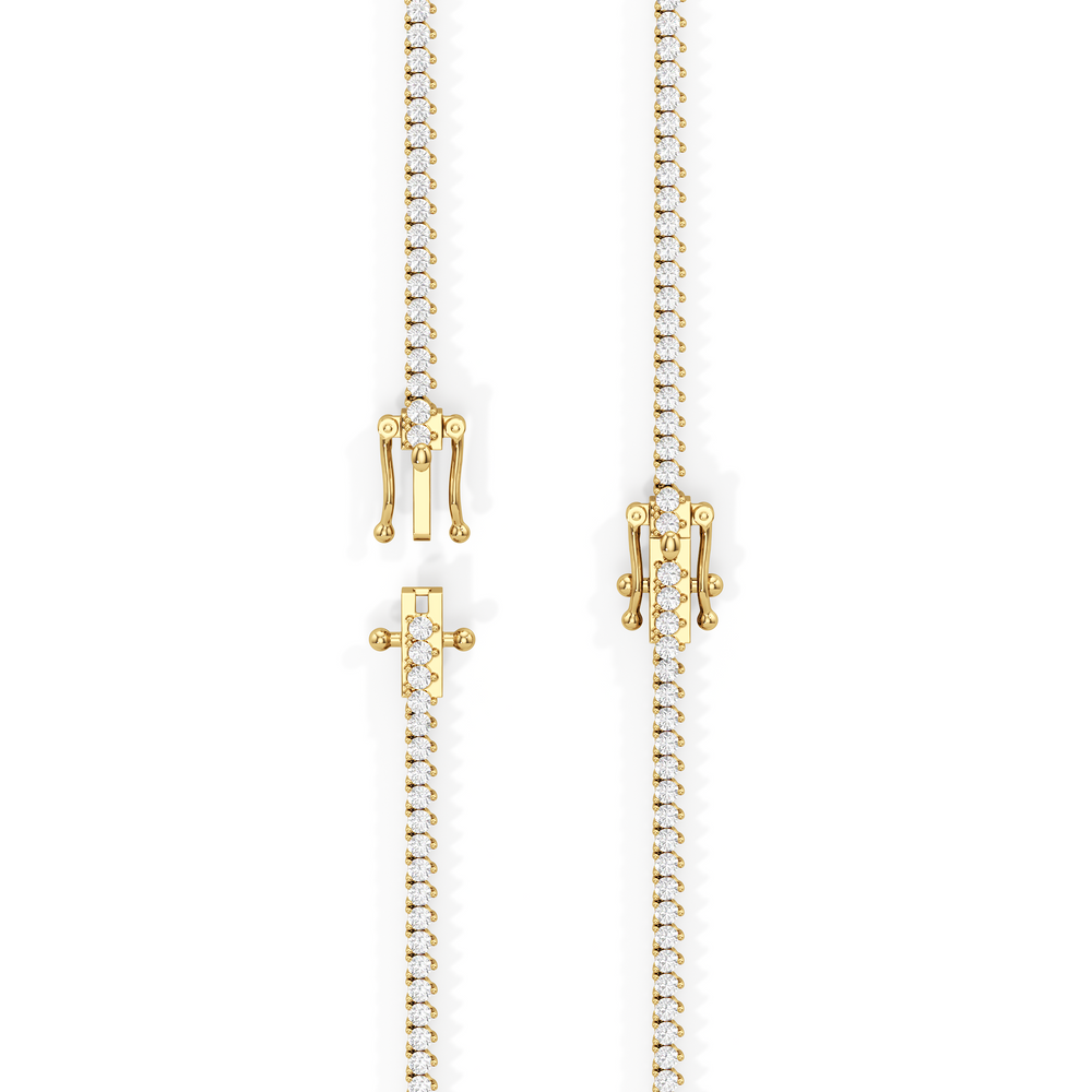 Graduating Three Prong Diamond Tennis Necklace with 14KT Yellow Gold / 10 / 18 Cut Diamond in 14KT Yellow Gold / 10 / 18 view 5
