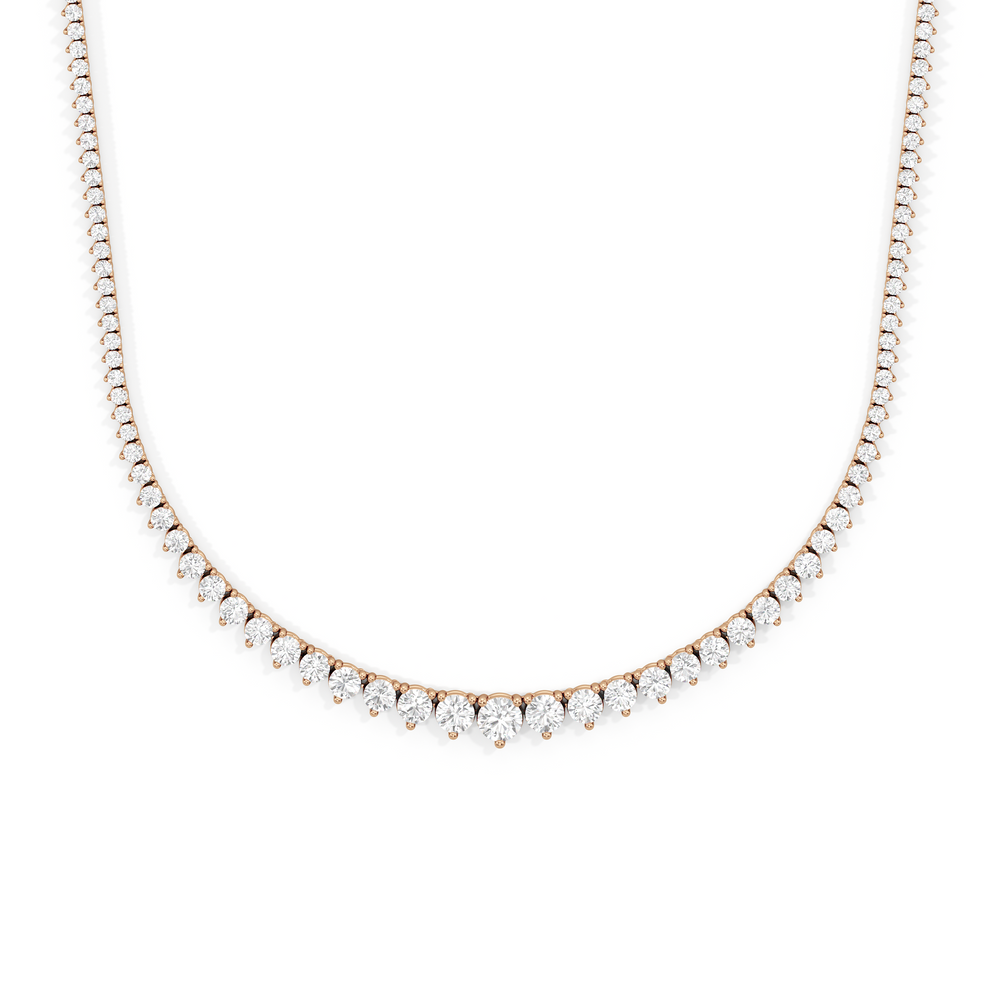 Graduating Three Prong Diamond Tennis Necklace with 14KT Rose Gold / 7 / 18 Cut Diamond in 14KT Rose Gold / 7 / 18 view 1
