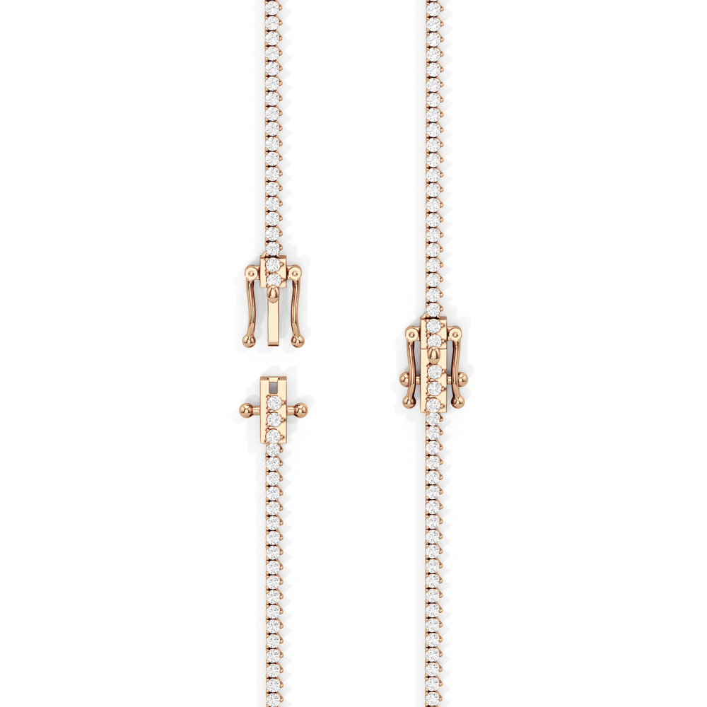 Graduating Three Prong Diamond Tennis Necklace with 14KT Rose Gold / 7 / 18 Cut Diamond in 14KT Rose Gold / 7 / 18 view 5
