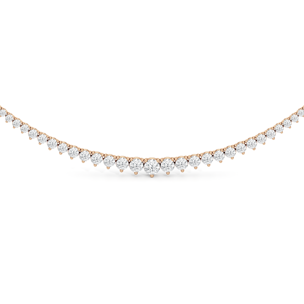 Graduating Three Prong Diamond Tennis Necklace with 14KT Rose Gold / 7 / 18 Cut Diamond in 14KT Rose Gold / 7 / 18 view 3
