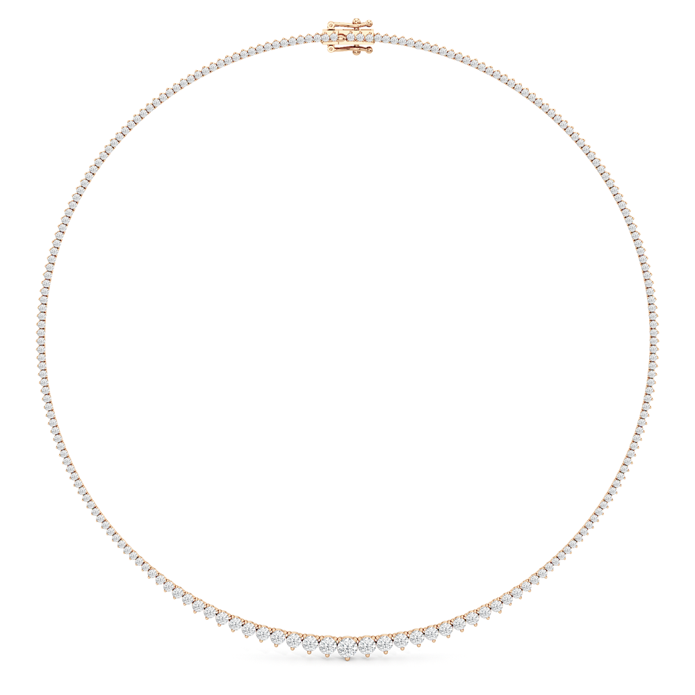 Graduating Three Prong Diamond Tennis Necklace with 14KT Rose Gold / 7 / 18 Cut Diamond in 14KT Rose Gold / 7 / 18 view 2

