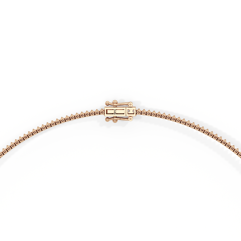 Graduating Three Prong Diamond Tennis Necklace with 14KT Rose Gold / 7 / 18 Cut Diamond in 14KT Rose Gold / 7 / 18 view 4
