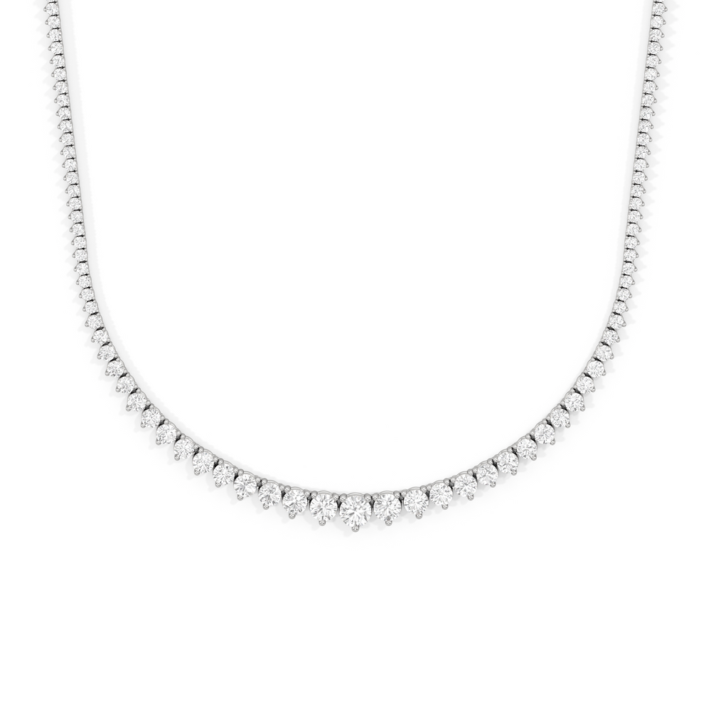 Graduating Three Prong Diamond Tennis Necklace with 14KT White Gold / 7 / 18 Cut Diamond in 14KT White Gold / 7 / 18 view 1
