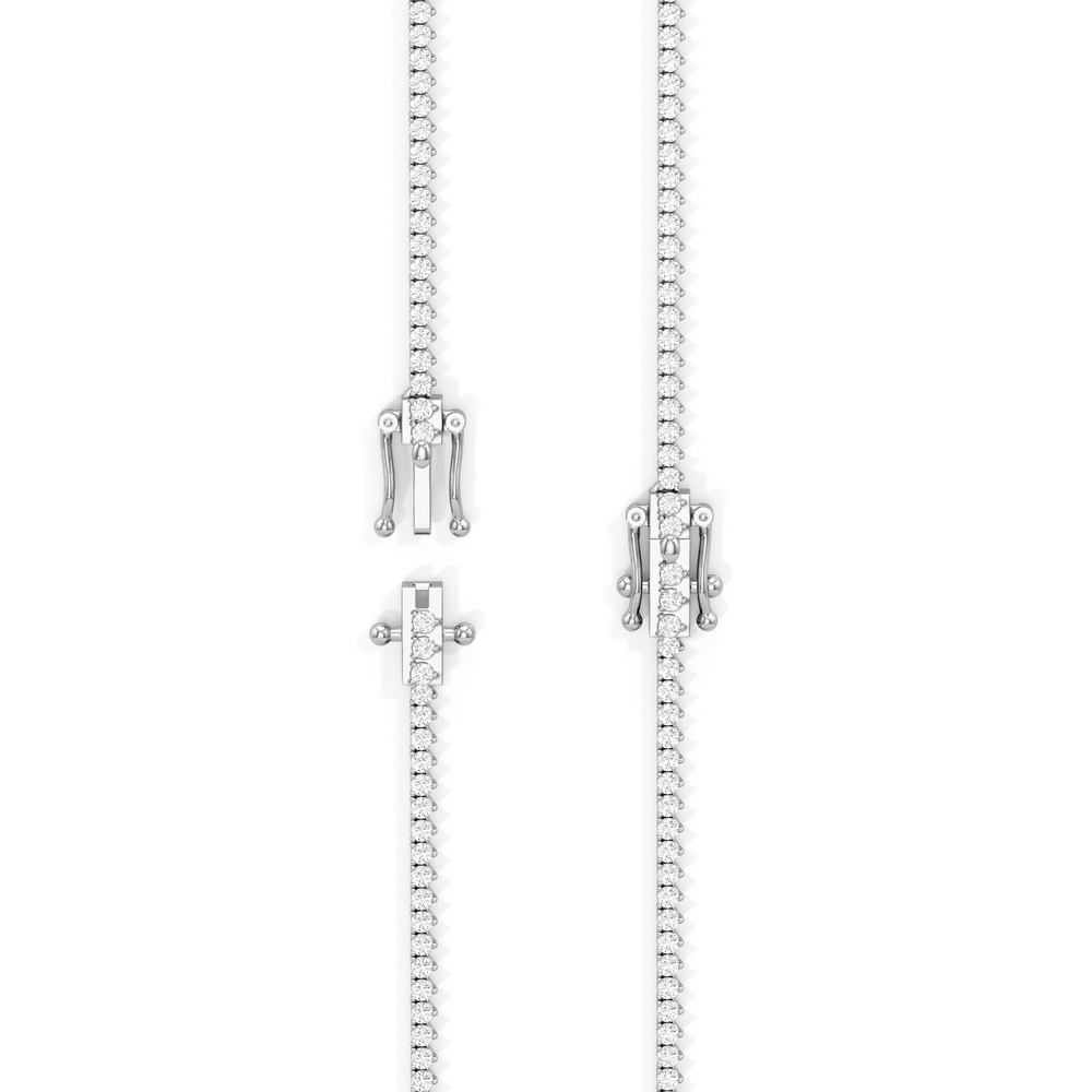 Graduating Three Prong Diamond Tennis Necklace with 14KT White Gold / 7 / 18 Cut Diamond in 14KT White Gold / 7 / 18 view 5
