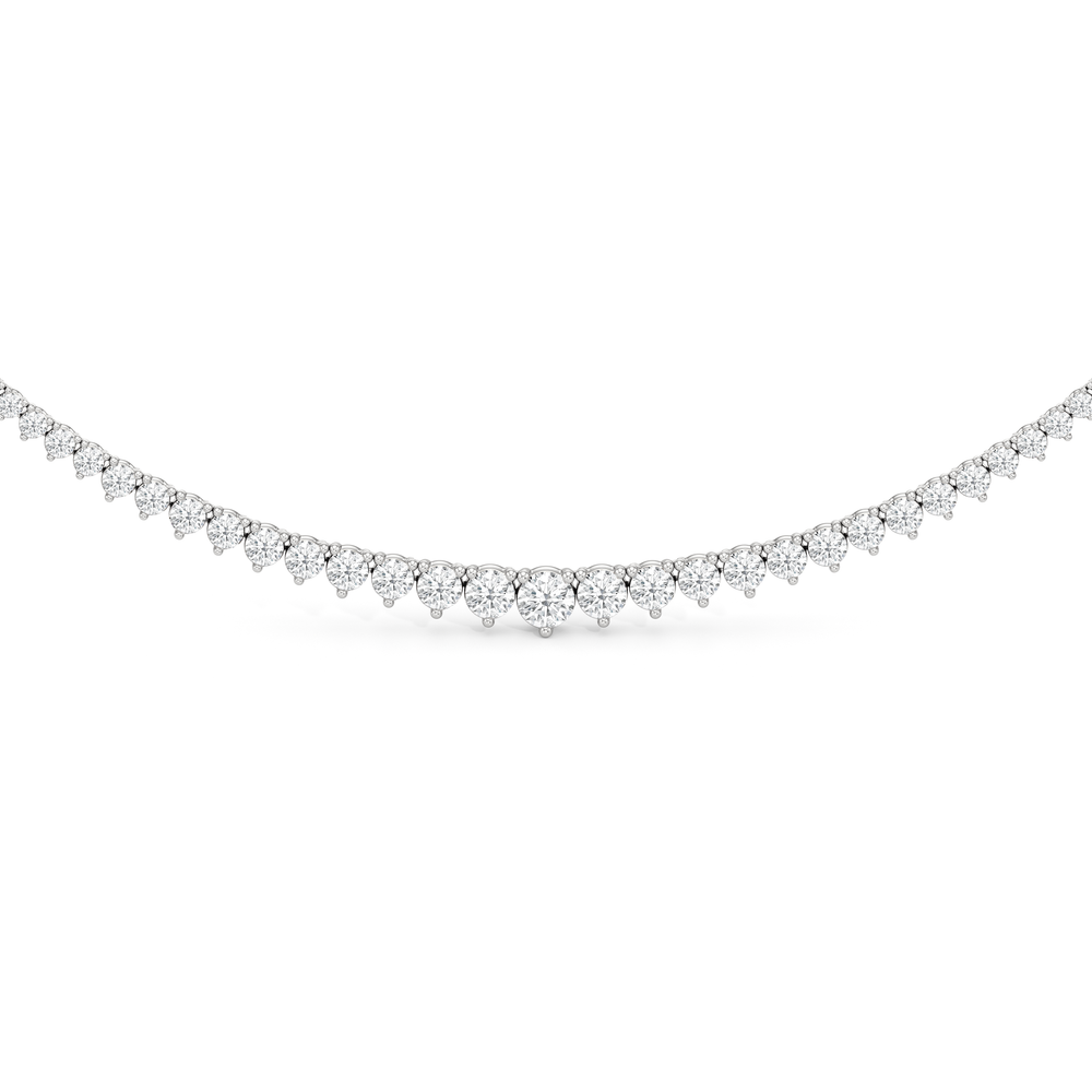 Graduating Three Prong Diamond Tennis Necklace with 14KT White Gold / 7 / 18 Cut Diamond in 14KT White Gold / 7 / 18 view 3
