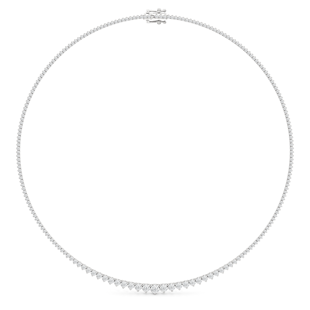 Graduating Three Prong Diamond Tennis Necklace with 14KT White Gold / 7 / 18 Cut Diamond in 14KT White Gold / 7 / 18 view 2
