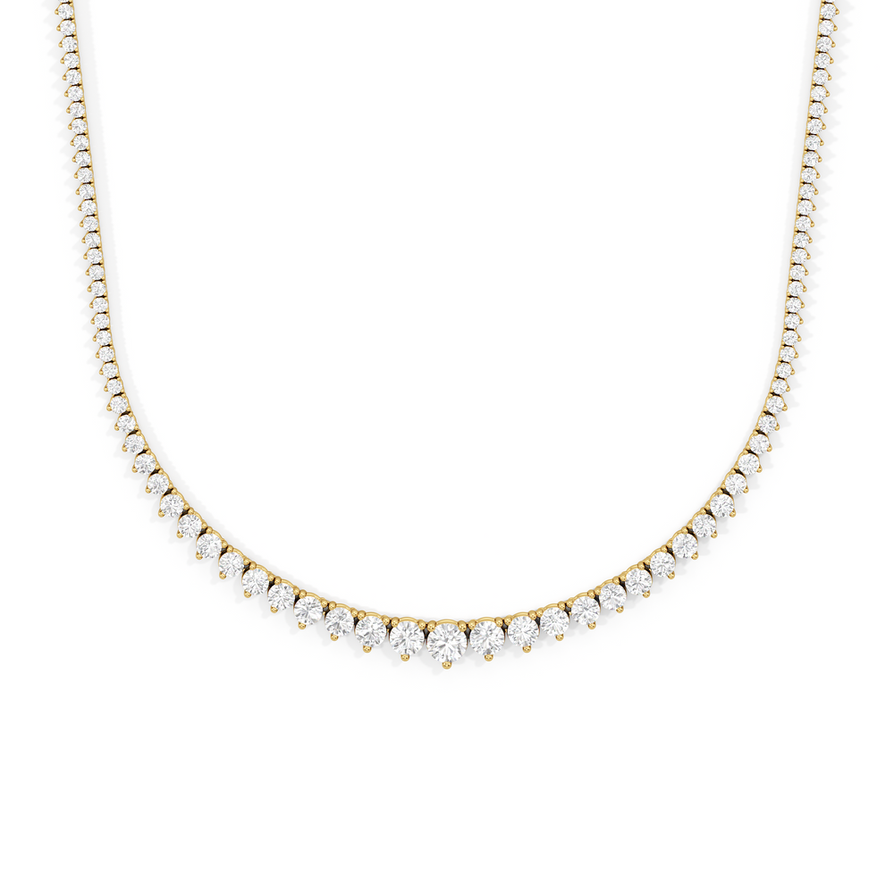 Graduating Three Prong Diamond Tennis Necklace with 14KT Yellow Gold / 7 / 18 Cut Diamond in 14KT Yellow Gold / 7 / 18 view 1
