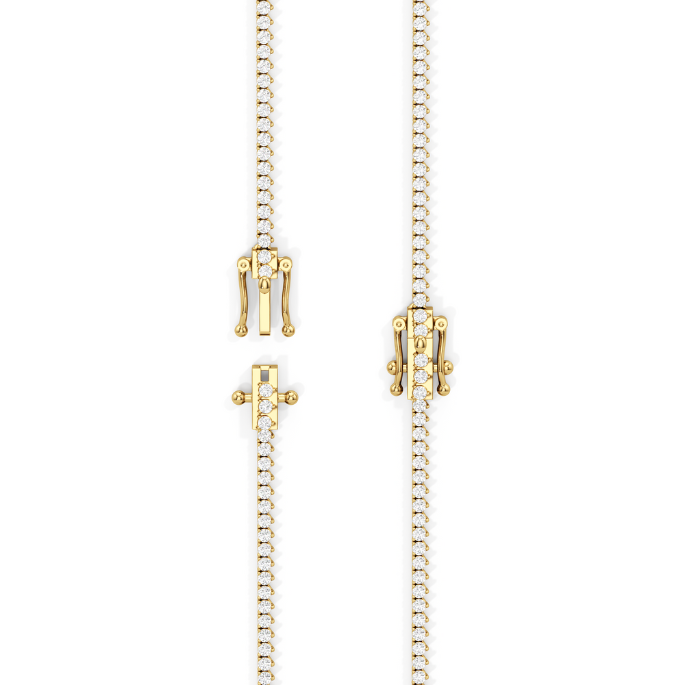 Graduating Three Prong Diamond Tennis Necklace with 14KT Yellow Gold / 7 / 18 Cut Diamond in 14KT Yellow Gold / 7 / 18 view 5
