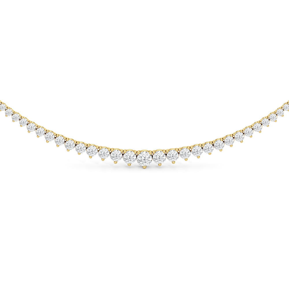 Graduating Three Prong Diamond Tennis Necklace with 14KT Yellow Gold / 7 / 18 Cut Diamond in 14KT Yellow Gold / 7 / 18 view 3
