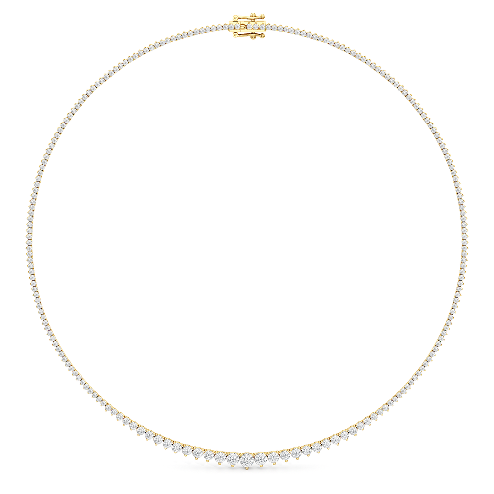 Graduating Three Prong Diamond Tennis Necklace with 14KT Yellow Gold / 7 / 18 Cut Diamond in 14KT Yellow Gold / 7 / 18 view 2

