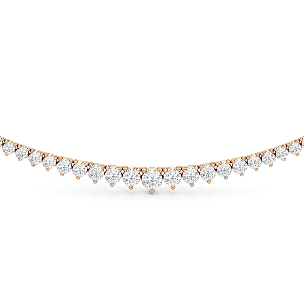 Graduating Three Prong Diamond Tennis Necklace with 14KT Rose Gold / 5 / 18 Cut Diamond in 14KT Rose Gold / 5 / 18 view 3
