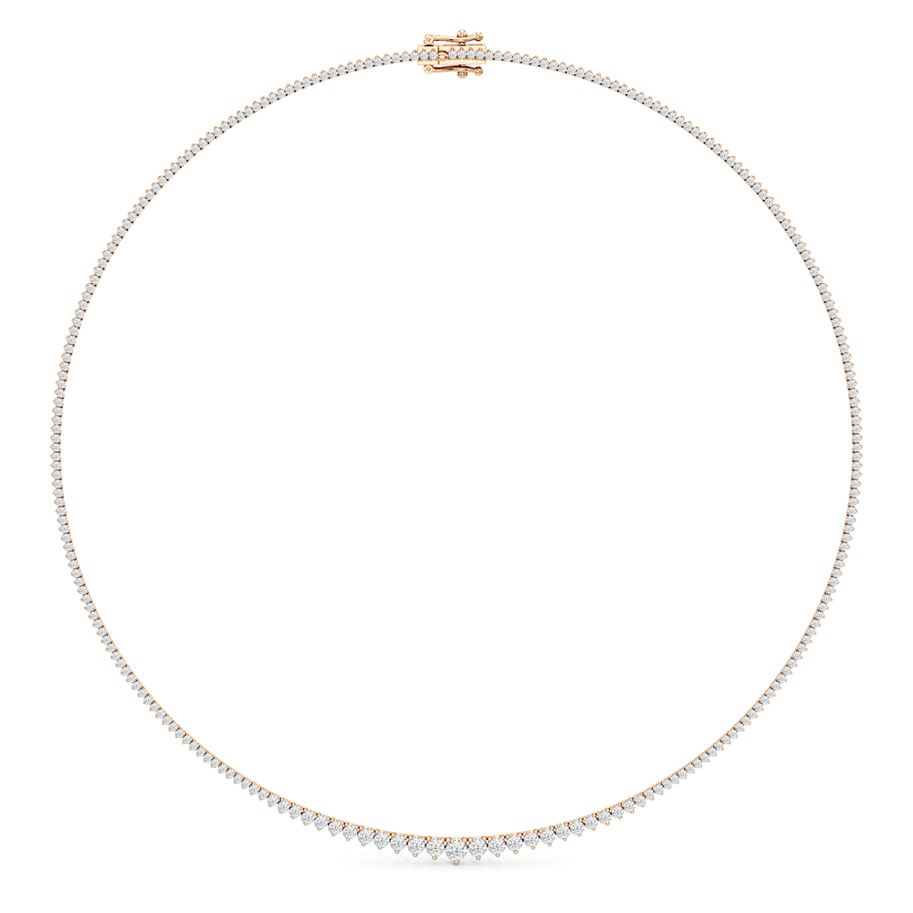 Graduating Three Prong Diamond Tennis Necklace with 14KT Rose Gold / 5 / 18 Cut Diamond in 14KT Rose Gold / 5 / 18 view 2
