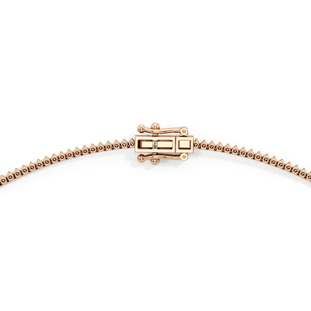 Graduating Three Prong Diamond Tennis Necklace with 14KT Rose Gold / 5 / 18 Cut Diamond in 14KT Rose Gold / 5 / 18 view 4
