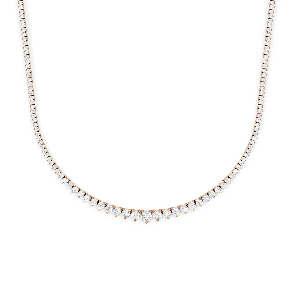 Graduating Three Prong Diamond Tennis Necklace with 14KT Rose Gold / 5 / 18 Cut Diamond in 14KT Rose Gold / 5 / 18 view 1
