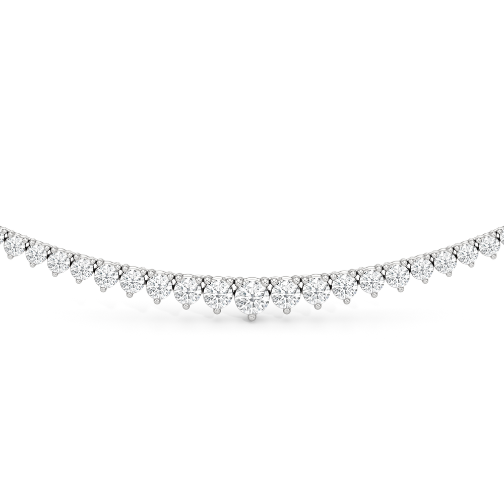 Graduating Three Prong Diamond Tennis Necklace with 14KT White Gold / 5 / 18 Cut Diamond in 14KT White Gold / 5 / 18 view 3
