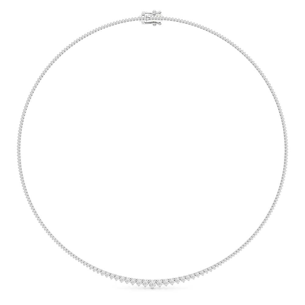 Graduating Three Prong Diamond Tennis Necklace with 14KT White Gold / 5 / 18 Cut Diamond in 14KT White Gold / 5 / 18 view 2

