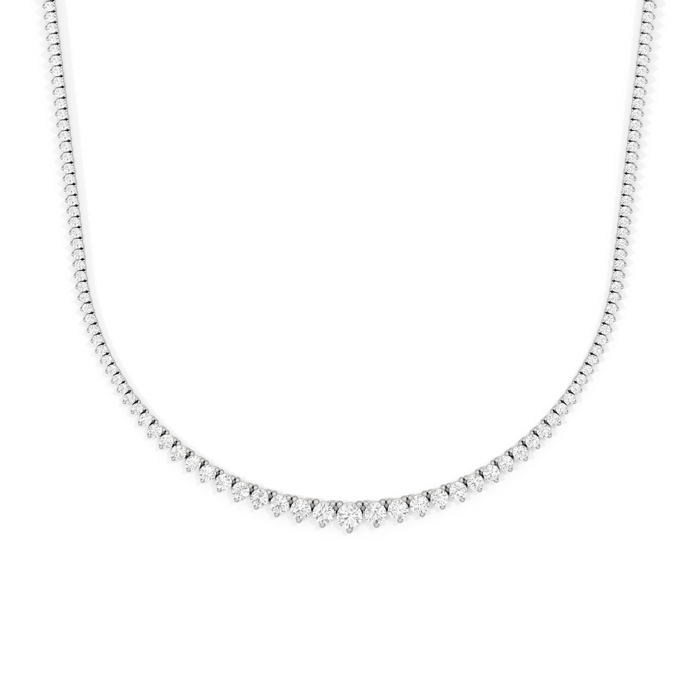 Graduating Three Prong Diamond Tennis Necklace with 14KT White Gold / 5 / 18 Cut Diamond in 14KT White Gold / 5 / 18 view 1
