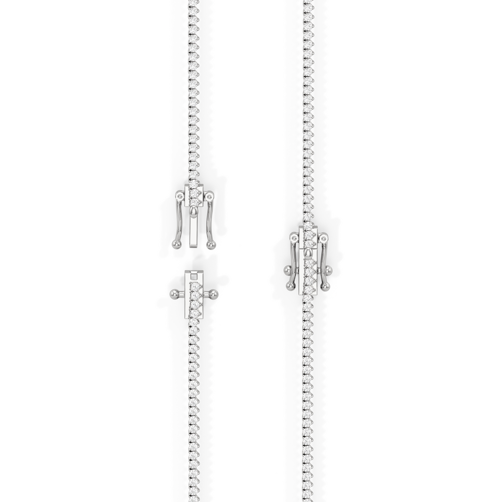 Graduating Three Prong Diamond Tennis Necklace with 14KT White Gold / 5 / 18 Cut Diamond in 14KT White Gold / 5 / 18 view 5
