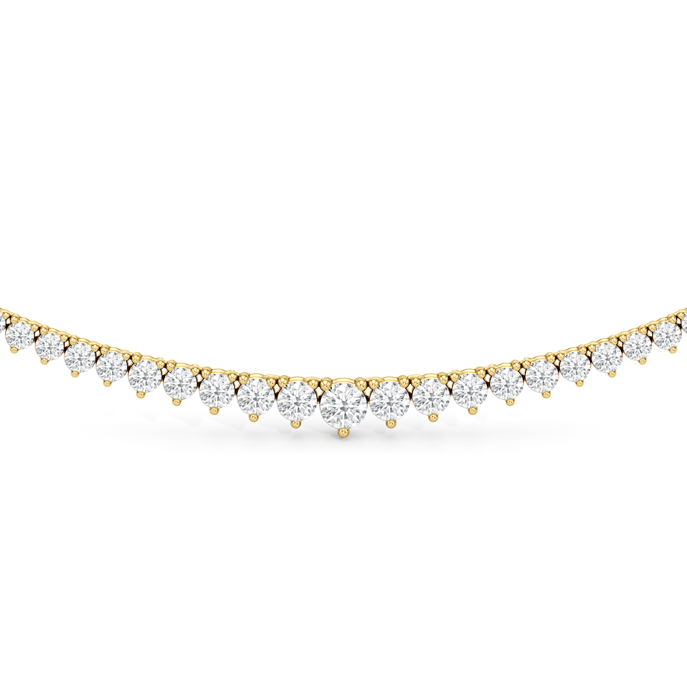 Graduating Three Prong Diamond Tennis Necklace with 14KT Yellow Gold / 5 / 18 Cut Diamond in 14KT Yellow Gold / 5 / 18 view 3
