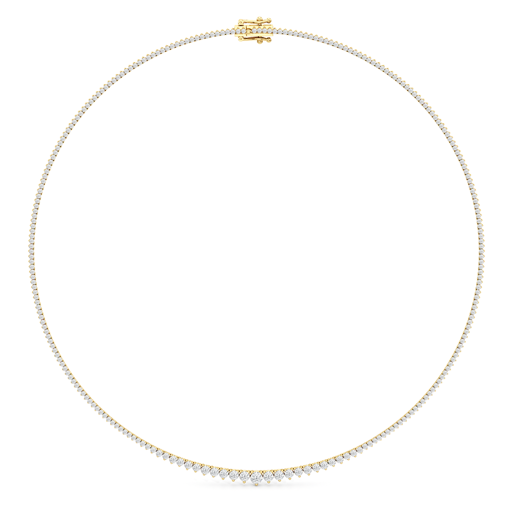 Graduating Three Prong Diamond Tennis Necklace with 14KT Yellow Gold / 5 / 18 Cut Diamond in 14KT Yellow Gold / 5 / 18 view 2
