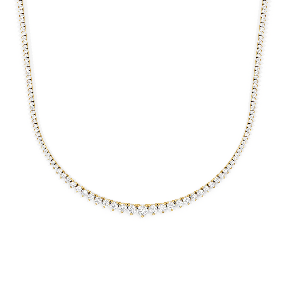 Graduating Three Prong Diamond Tennis Necklace with 14KT Yellow Gold / 5 / 18 Cut Diamond in 14KT Yellow Gold / 5 / 18 view 1
