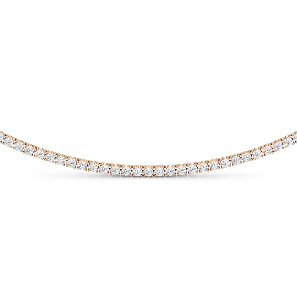 Four Prong Half Diamond Tennis Necklace with 14KT Rose Gold / 3 / 16 Cut Diamond in 14KT Rose Gold / 3 / 16 view 3
