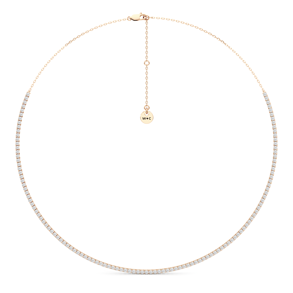 Four Prong Half Diamond Tennis Necklace with 14KT Rose Gold / 3 / 16 Cut Diamond in 14KT Rose Gold / 3 / 16 view 2
