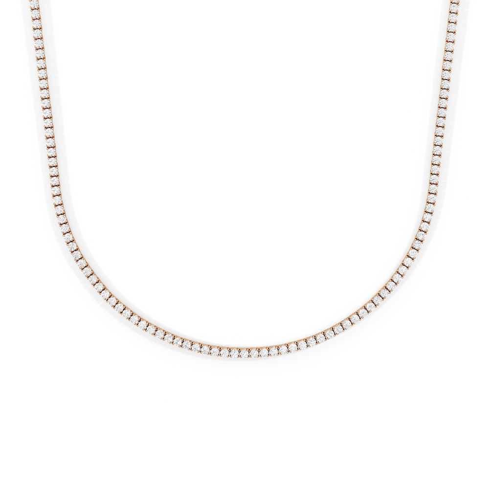 Four Prong Half Diamond Tennis Necklace with 14KT Rose Gold / 3 / 16 Cut Diamond in 14KT Rose Gold / 3 / 16 view 1
