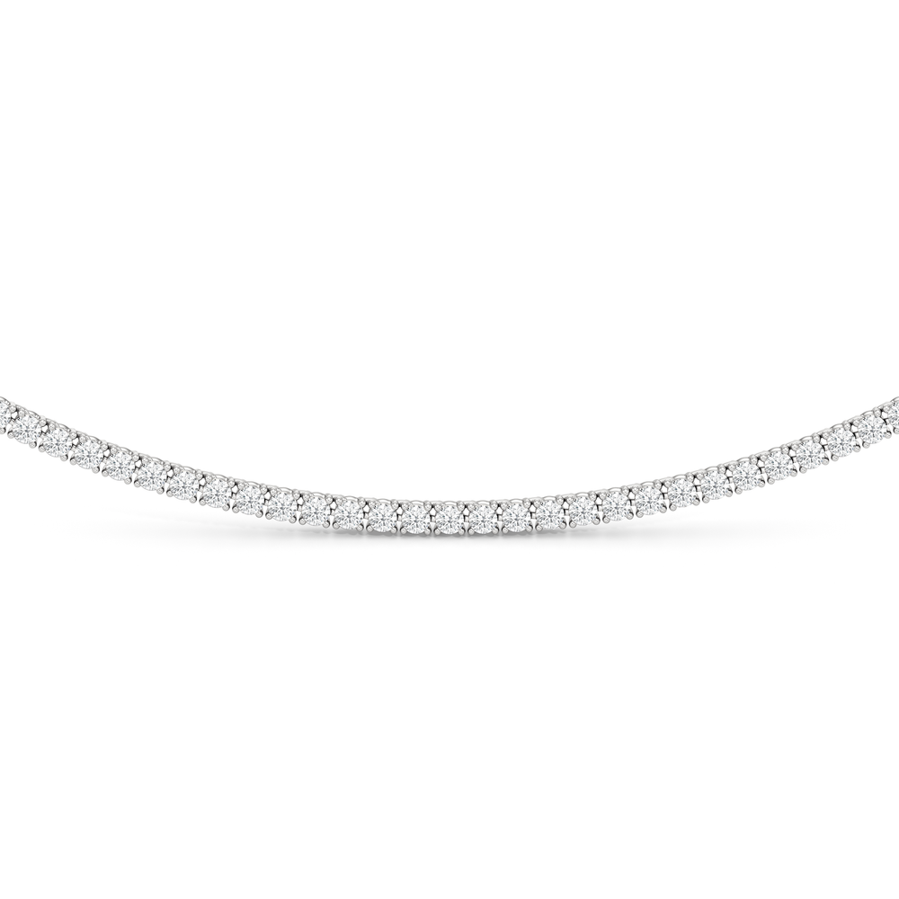 Four Prong Half Diamond Tennis Necklace with 14KT White Gold / 3 / 16 Cut Diamond in 14KT White Gold / 3 / 16 view 3

