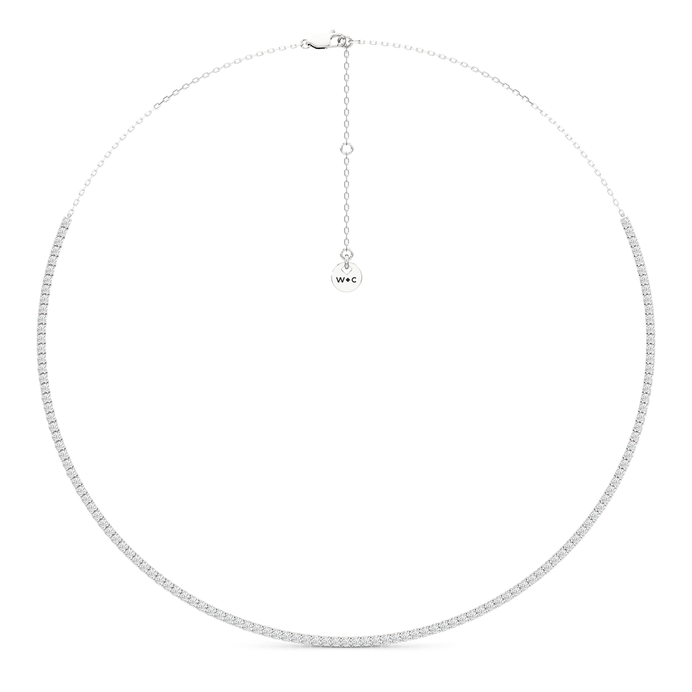Four Prong Half Diamond Tennis Necklace with 14KT White Gold / 3 / 16 Cut Diamond in 14KT White Gold / 3 / 16 view 2
