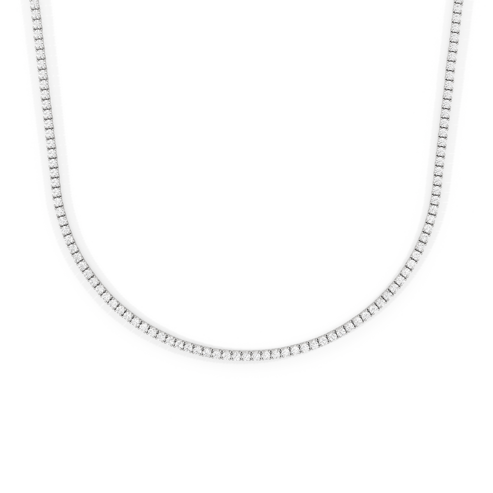 Four Prong Half Diamond Tennis Necklace with 14KT White Gold / 3 / 16 Cut Diamond in 14KT White Gold / 3 / 16 view 1
