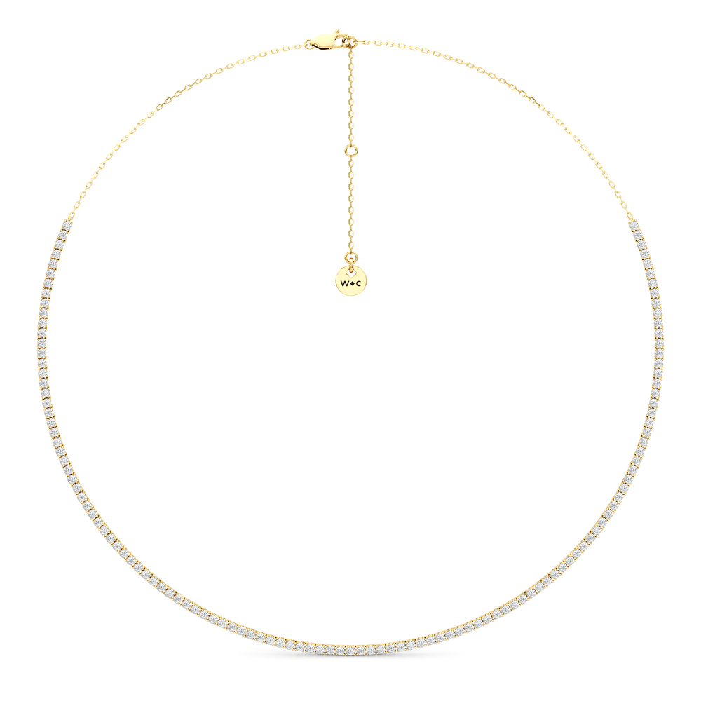 Four Prong Half Diamond Tennis Necklace with 14KT Yellow Gold / 3 / 16 Cut Diamond in 14KT Yellow Gold / 3 / 16 view 2
