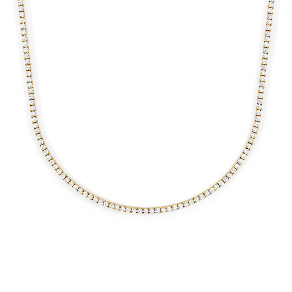 Four Prong Half Diamond Tennis Necklace with 14KT Yellow Gold / 3 / 16 Cut Diamond in 14KT Yellow Gold / 3 / 16 view 1
