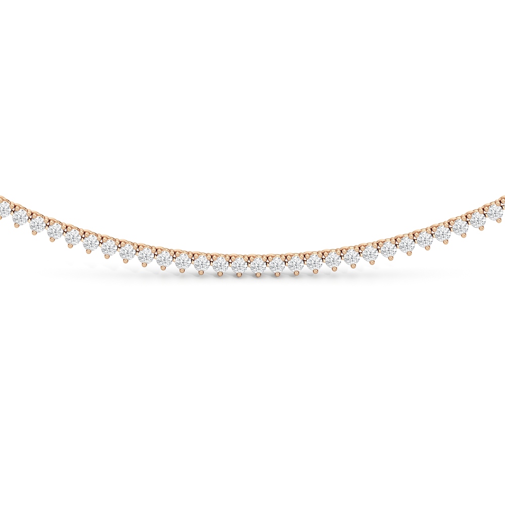 Three Prong Half Diamond Tennis Necklace with 14KT Rose Gold / 3 / 16 Cut Diamond in 14KT Rose Gold / 3 / 16 view 3
