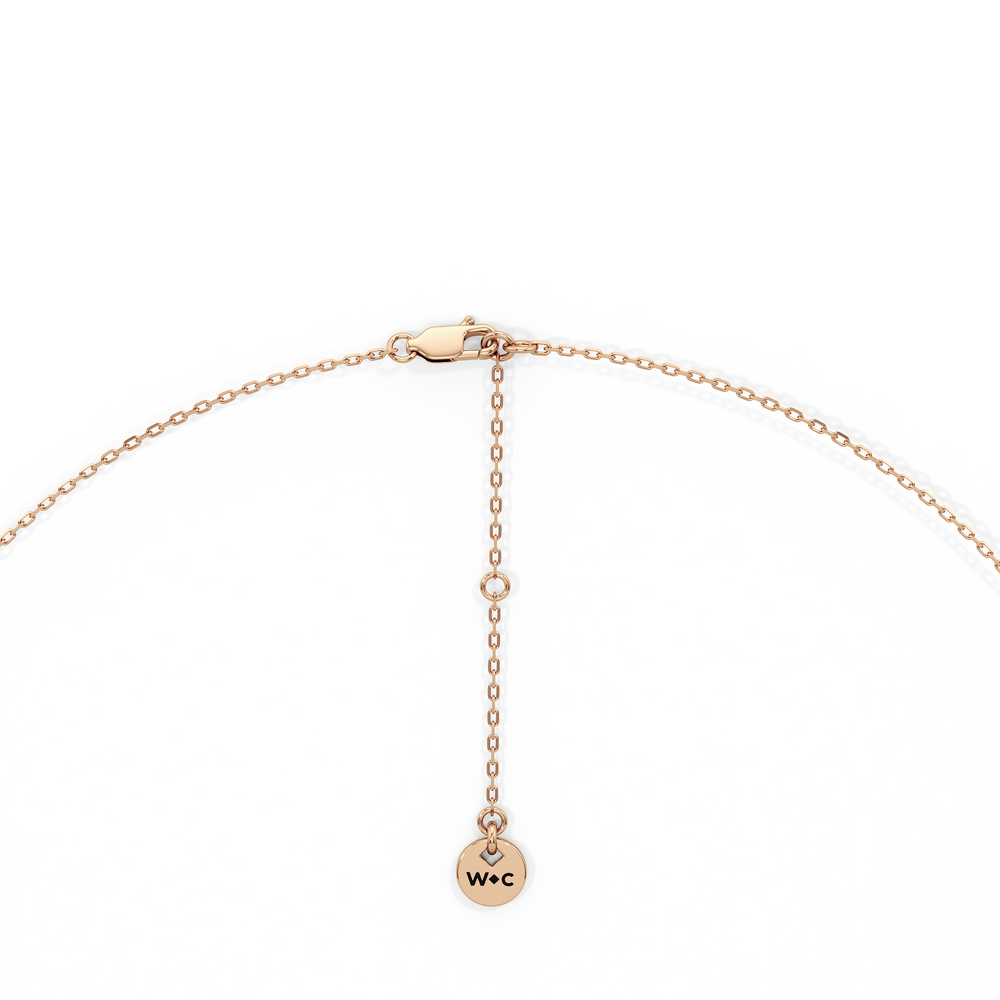 Three Prong Half Diamond Tennis Necklace with 14KT Rose Gold / 3 / 16 Cut Diamond in 14KT Rose Gold / 3 / 16 view 4
