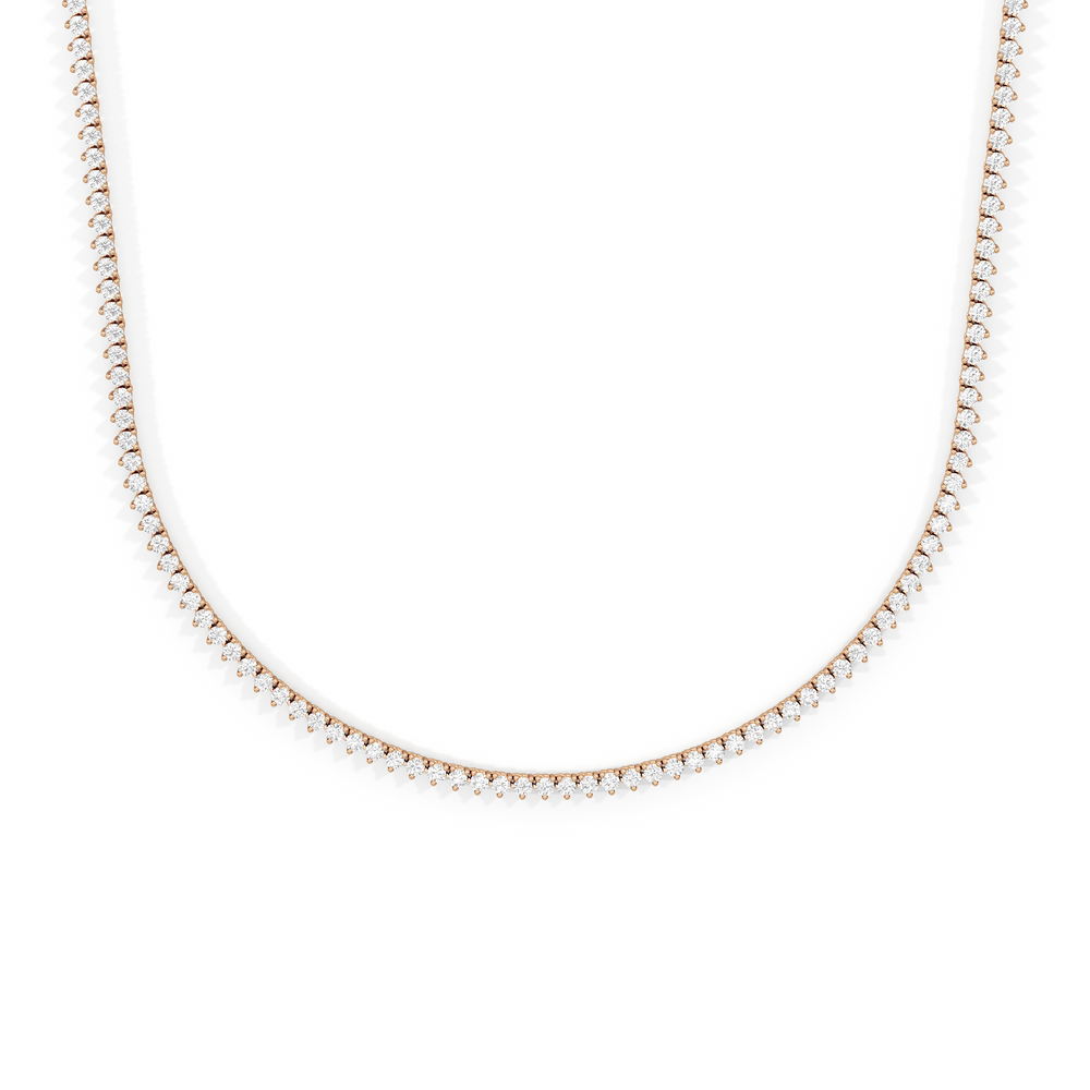 Three Prong Half Diamond Tennis Necklace with 14KT Rose Gold / 3 / 16 Cut Diamond in 14KT Rose Gold / 3 / 16 view 1
