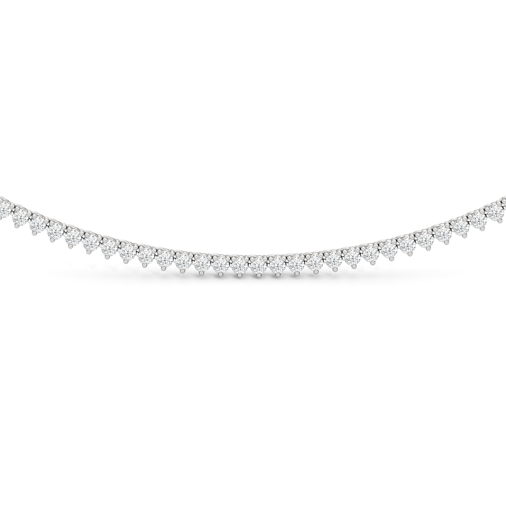 Three Prong Half Diamond Tennis Necklace with 14KT White Gold / 3 / 16 Cut Diamond in 14KT White Gold / 3 / 16 view 3
