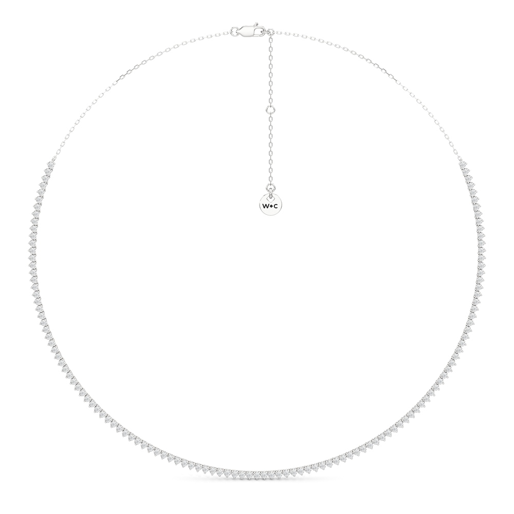 Three Prong Half Diamond Tennis Necklace with 14KT White Gold / 3 / 16 Cut Diamond in 14KT White Gold / 3 / 16 view 2
