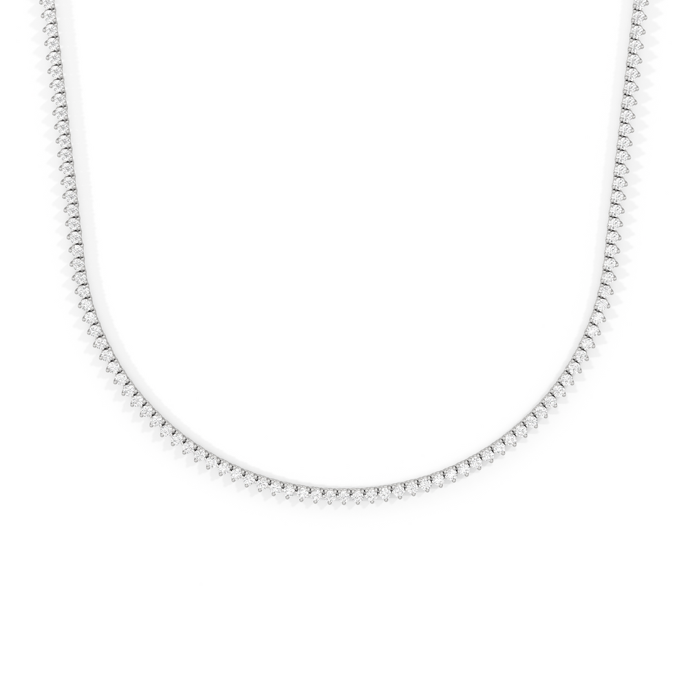 Three Prong Half Diamond Tennis Necklace with 14KT White Gold / 3 / 16 Cut Diamond in 14KT White Gold / 3 / 16 view 1
