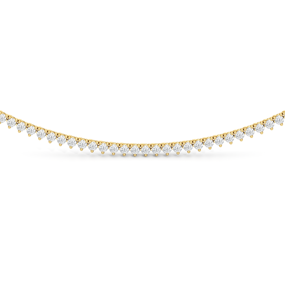 Three Prong Half Diamond Tennis Necklace with 14KT Yellow Gold / 3 / 16 Cut Diamond in 14KT Yellow Gold / 3 / 16 view 3
