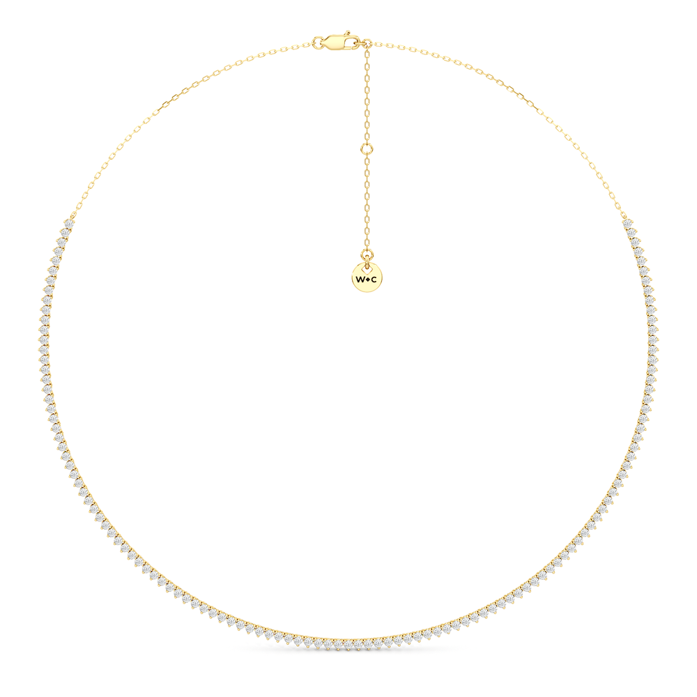 Three Prong Half Diamond Tennis Necklace with 14KT Yellow Gold / 3 / 16 Cut Diamond in 14KT Yellow Gold / 3 / 16 view 2
