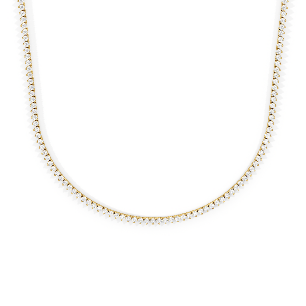 Three Prong Half Diamond Tennis Necklace with 14KT Yellow Gold / 3 / 16 Cut Diamond in 14KT Yellow Gold / 3 / 16 view 1
