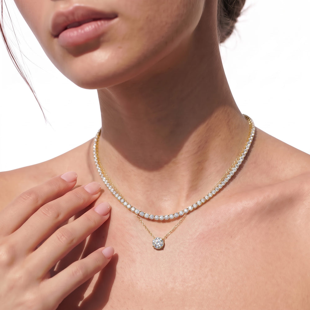 The Seraphine Classic Necklace with 14KT Yellow Gold / Lab / 2 Cut Diamond in 14KT Yellow Gold / Lab / 2 view 4
