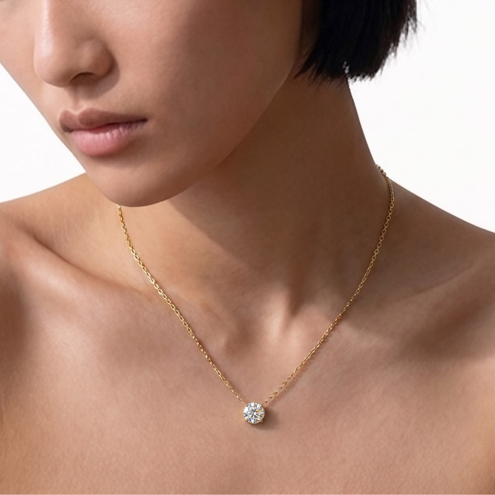 The Seraphine Classic Necklace with 14KT Yellow Gold / Lab / 2 Cut Diamond in 14KT Yellow Gold / Lab / 2 view 3
