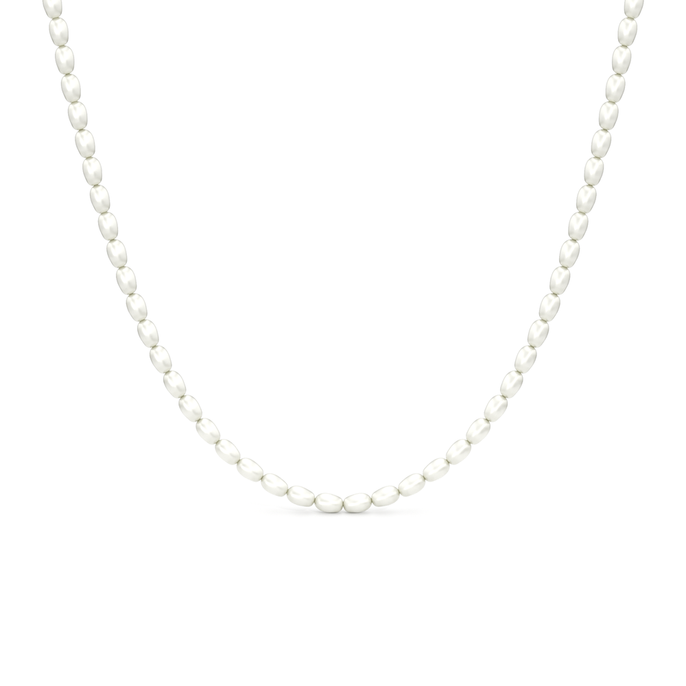 A strand of oval pearls designed to sit neatly around the neckline. A modern take on the classic pearl necklace that can be worn alone or paired with other necklaces. with 14KT Rose Gold Cut Diamond in 14KT Rose Gold view 1
