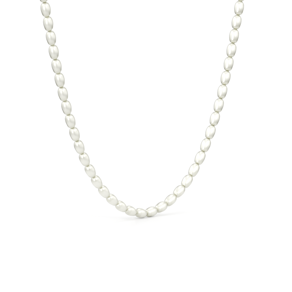 A strand of oval pearls designed to sit neatly around the neckline. A modern take on the classic pearl necklace that can be worn alone or paired with other necklaces. with 14KT Rose Gold Cut Diamond in 14KT Rose Gold view 5
